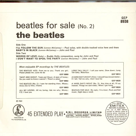 The Beatles - Beatles For Sale (No. 2)