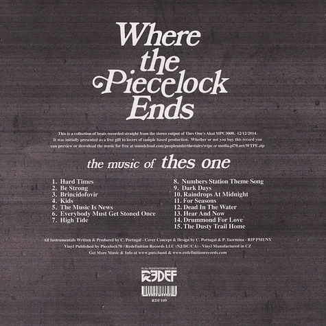 Thes One of People Under The Stairs - Where The Piecelock Ends Black Vinyl Edition