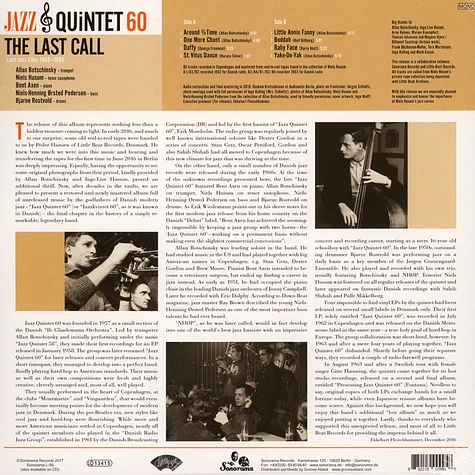 Jazz Quintet 60 - The Last Call - Lost Jazz Files 1962/ 63