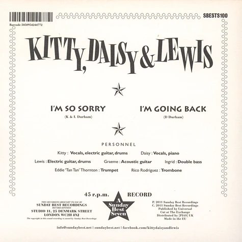 Kitty, Daisy & Lewis - I'm So Sorry / I'm Going Back