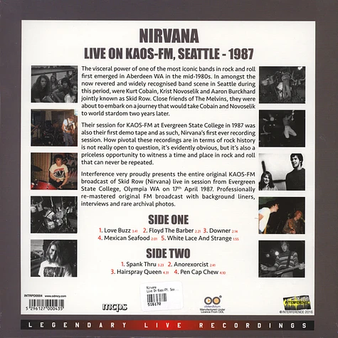 Nirvana - Live On Kaos-FM, Seattle - 1987 Picture Disc Edition