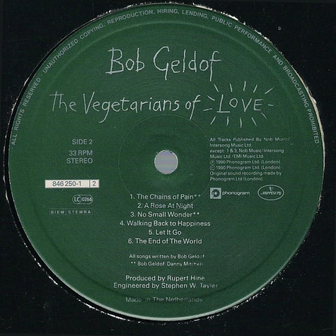 Bob Geldof - The Vegetarians Of Love