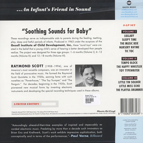 Raymond Scott - Soothing Sounds For Baby Volume 1-3 Black Vinyl Edition