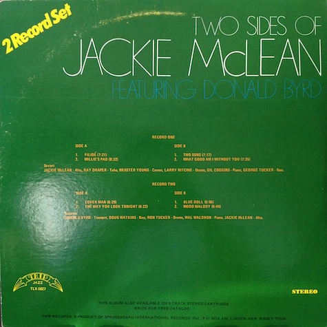 Jackie McLean Featuring Donald Byrd - Two Sides Of Jackie McLean