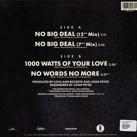Love And Rockets - No Big Deal