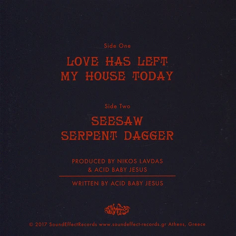 Acid Baby Jesus - Love Has Left My House Today Black Vinyl Edition