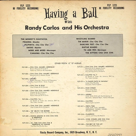 Randy Carlos And His Orchestra - Having A Ball