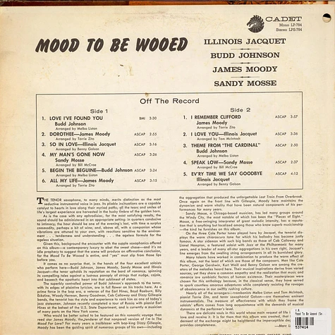 Illinois Jacquet • Budd Johnson • James Moody • Sandy Mosse - Mood To Be Wooed (Sexy Saxophones And Strings)