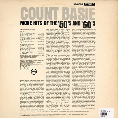 Count Basie - More Hits Of The '50's And '60's