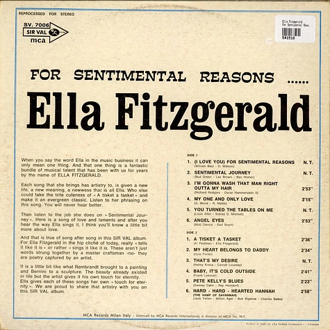 Ella Fitzgerald - For Sentimental Reasons...