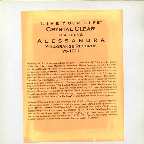 Crystal Clear Featuring Alessandra - Live Your Life