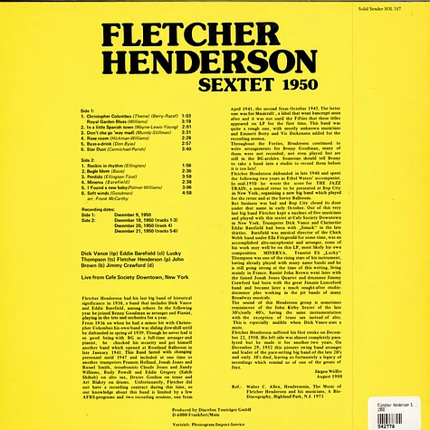 Fletcher Henderson Sextet - 1950