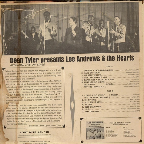 Lee Andrews & The Hearts - Dean Tyler Presents Lee Andrews And The Hearts - Live On Stage