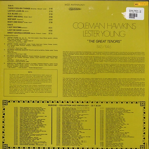 Coleman Hawkins / Lester Young - The Great Tenors 1945/1946