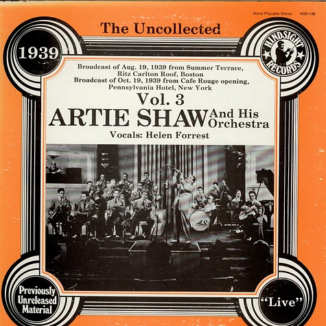 Artie Shaw And His Orchestra - The Uncollected Artie Shaw And His Orchestra Vol. 3, 1939