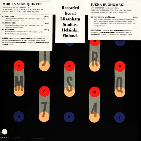 Mircea Stan Quartet / Jukka Ruohomäki - Jazz-Liisa 12 Black Vinyl Edition
