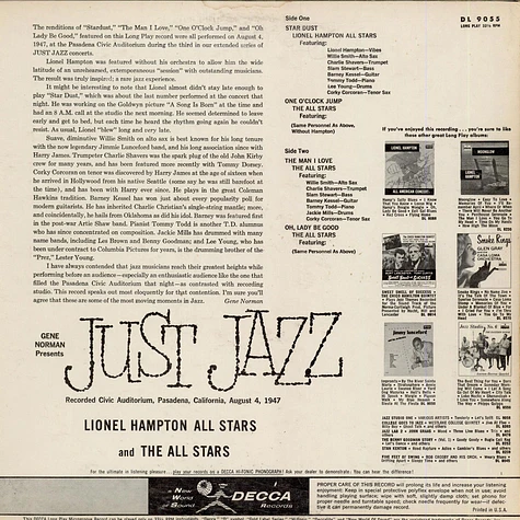 Lionel Hampton All Stars And The All Stars - Gene Norman Presents "Just Jazz"