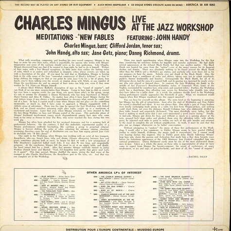 Charles Mingus Featuring John Handy - Right Now: Live At The Jazz Workshop