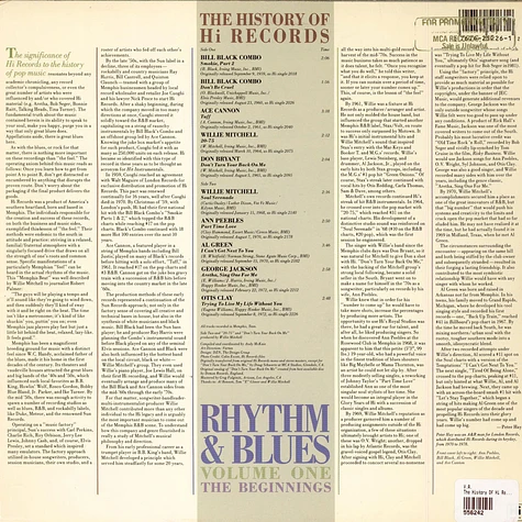 V.A. - The History Of Hi Records Rhythm & Blues Volume One The Beginnings