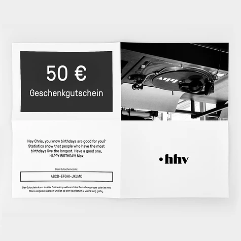 HHV - Gutschein / Voucher - 50 EUR