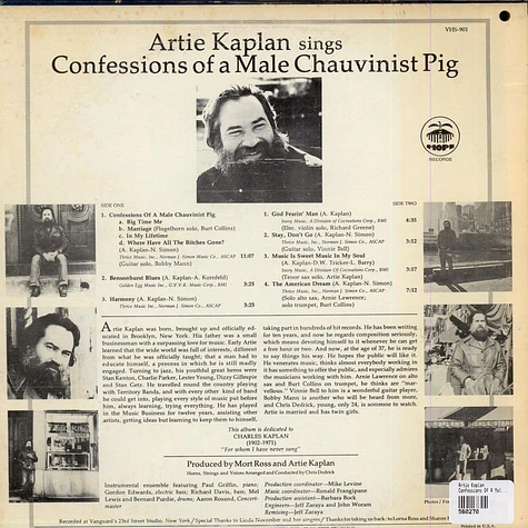 Artie Kaplan - Confessions Of A Male Chauvinist Pig