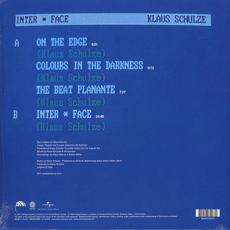 Klaus Schulze - Inter Face (2017 Remaster)