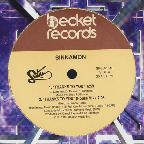 Sinnamon - Thanks To You / He's Gonna Take You Home