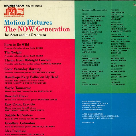 Joe Scott And His Orchestra - Motion Pictures - The NOW Generation