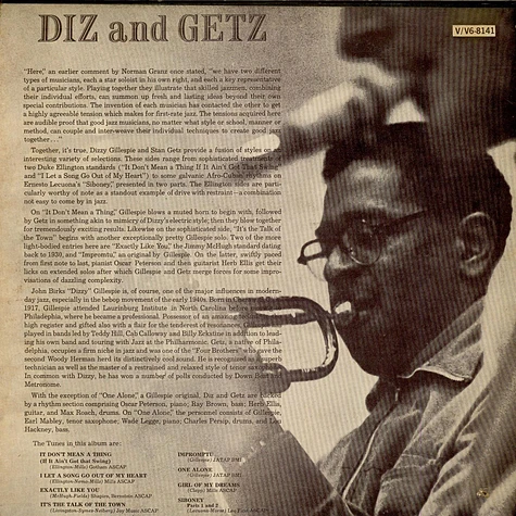 Dizzy Gillespie And Stan Getz - Diz And Getz