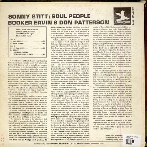 Sonny Stitt With Booker Ervin & Don Patterson - Soul People