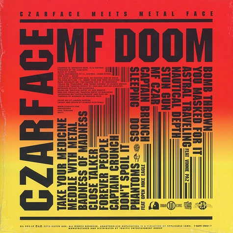Czarface & MF DOOM - Czarface Meets Metal Face Black Vinyl Edition