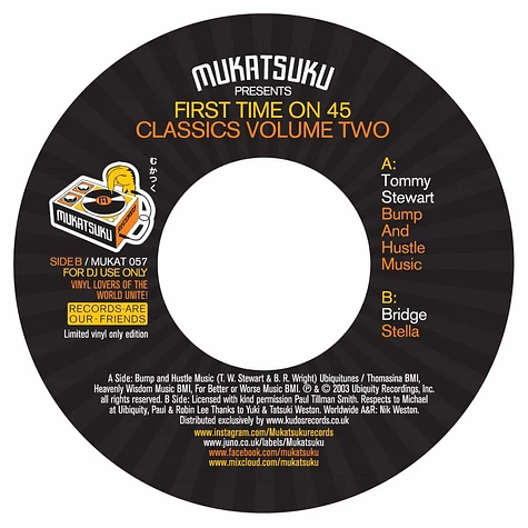 Tommy Stewart / Bridge - Mukatsuku presents First Time On A 45 Classics Volume Two