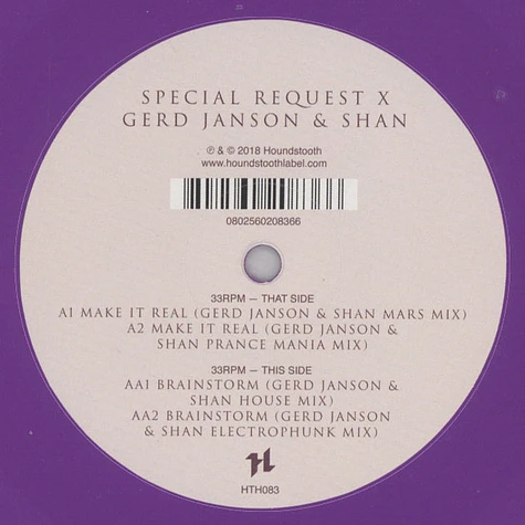 Special Request, Gerd Janson & Shan - Make It Real / Brainstorm Remixes