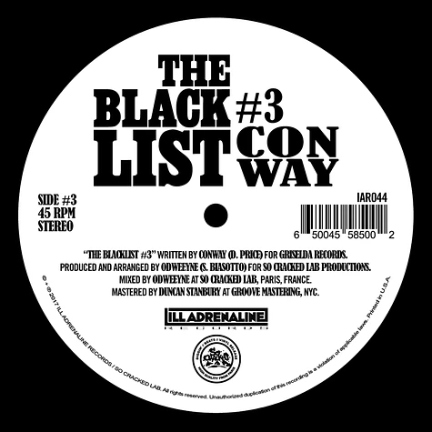 Odweeyne / Conway / Nolan The Ninja - The Blacklist #3 / The Blacklist #4 Black Vinyl Edition
