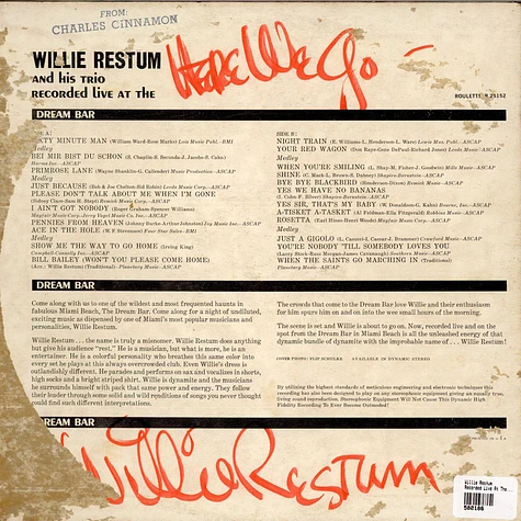 Willie Restum And His Trio - Recorded Live At The Dream Bar Miami Beach