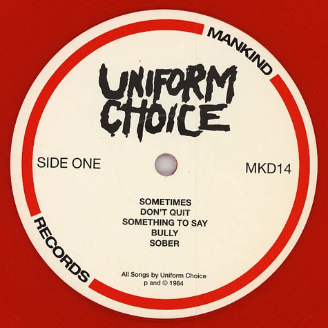 Uniform Choice - Original Demo July 19, 1984