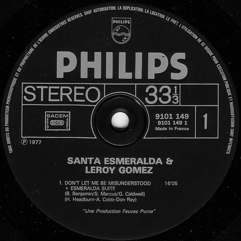 Santa Esmeralda Starring Leroy Gomez - Don't Let Me Be Misunderstood