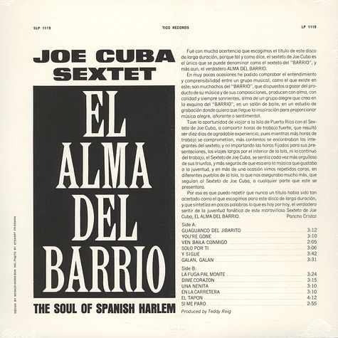 Joe Cuba Sextet - The Soul Of Spanish Harlem Colored Vinyl Edition