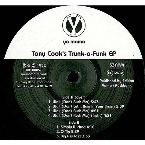 Tony Cook - Tony Cook’s Trunk-o-Funk EP
