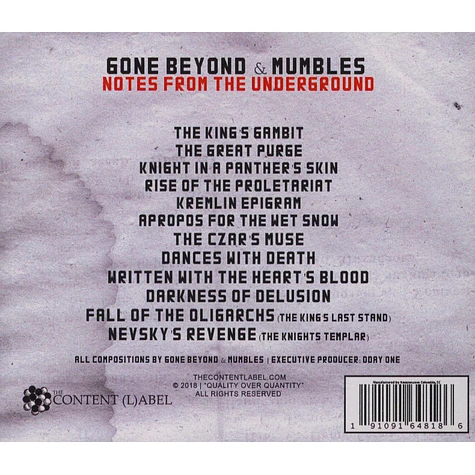Gone Beyond & Mumbles - Notes From The Underground