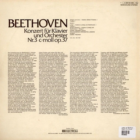 Ludwig van Beethoven, Edwin Fischer Solist and Conductor Philharmonia Orchestra - Konzert Fur Klavier Und Orchestr Nr. 3 C-mall, Op. 37