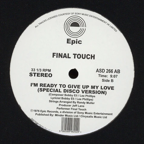 Final Touch - I'm Ready To Give Up My Love (Special Disco Version)