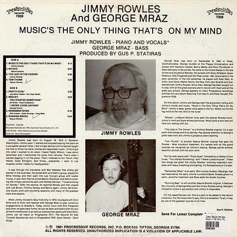 Jimmy Rowles And George Mraz - Music's The Only Thing That's On My Mind