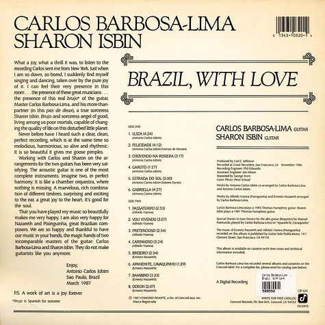 Carlos Barbosa-Lima And Sharon Isbin - Brazil, With Love