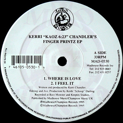 Kerri Chandler - Finger Printz EP