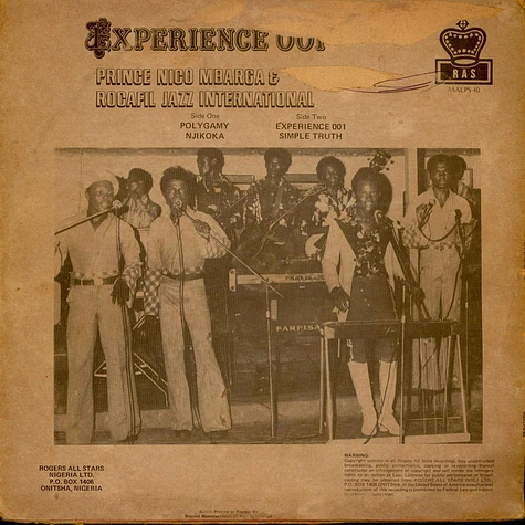 Prince Nico Mbarga And Rocafil Jazz - Experience 001