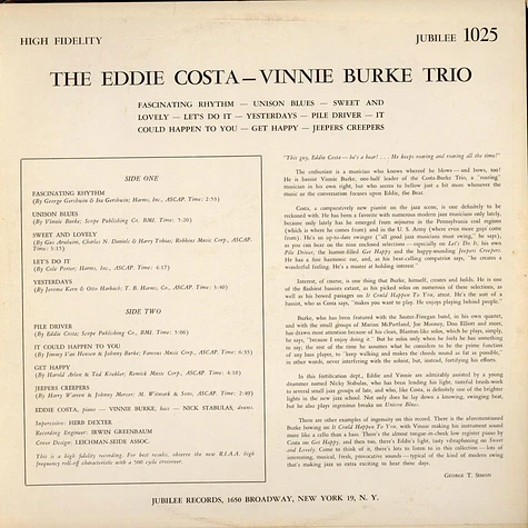 Eddie Costa - Vinnie Burke Trio - Eddie Costa - Vinnie Burke Trio