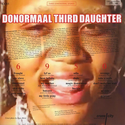 DoNormaal - Third Daughter Numbered Clear and Black Vinyl Edition