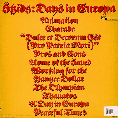 Skids - Days In Europa