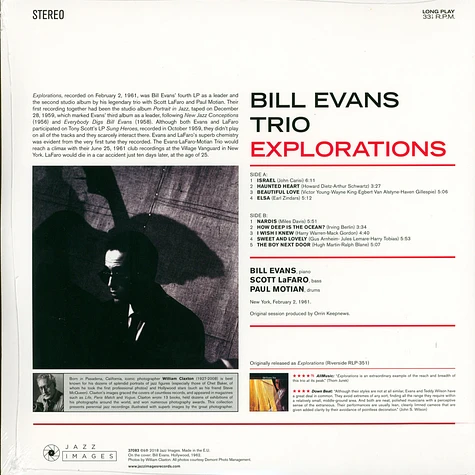 Bill Evans Trio - Explorations Gatefold Sleeve Edition